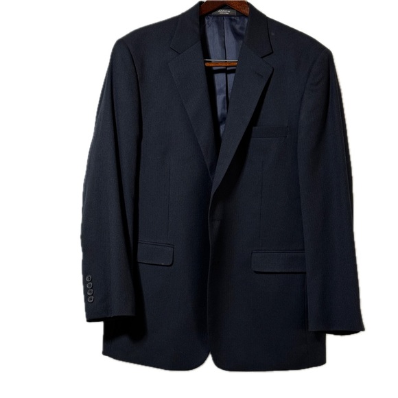 Arrow Other - Men's Arrow Wool-Blend Navy Blue Pinstripe Suit 42R [jacket] 34x32 [pants]